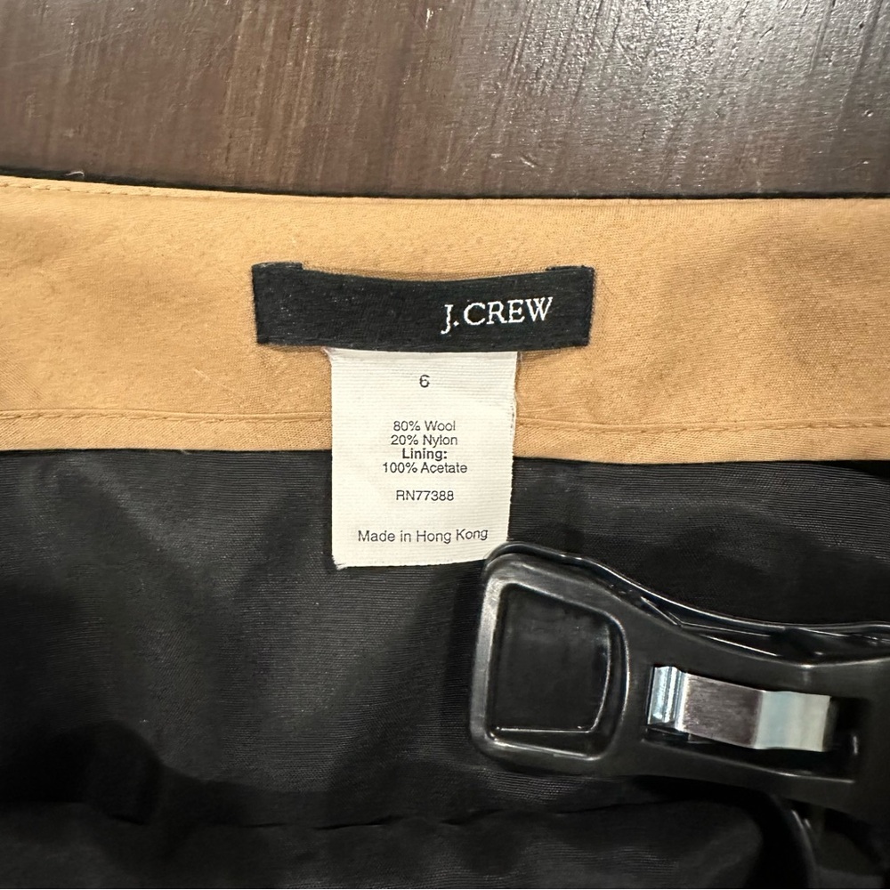Vintage J.Crew Wool Pencil Skirt Black Contrast Stitch Size 6 Preppy Minimalist - Picture 4 of 7